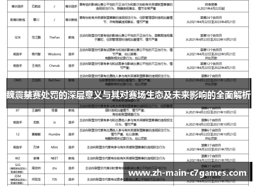 魏震禁赛处罚的深层意义与其对赛场生态及未来影响的全面解析